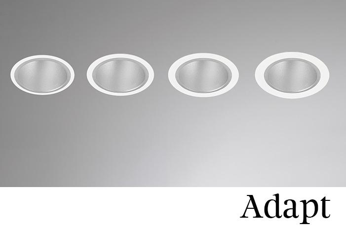 Adapt: nouveaux downlights avec des diamètres extérieurs personnalisés au millimètre.