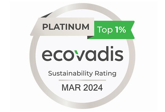 ROVASI have been awarded the prestigious EcoVadis Platinum Medal
