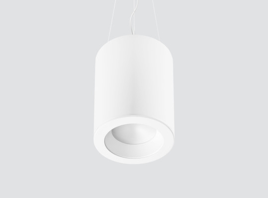 Pendant downlight suspended with 3 steel wire white reflector and intermediate frosted glass F101CEV