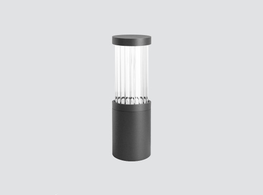 IP66 IK07 Bollard with fluted glass 360º light emission F130QRC